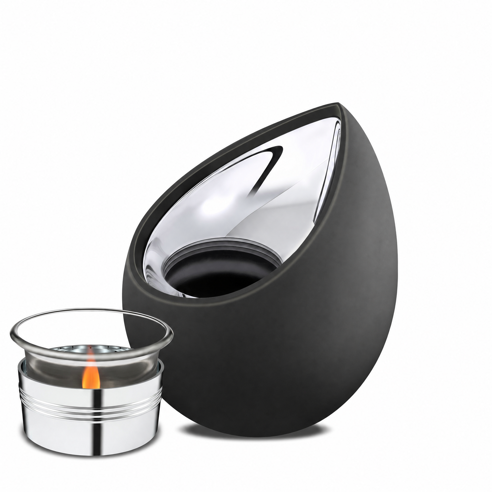 Drop™ Tealight Urn Black & Pol Silver