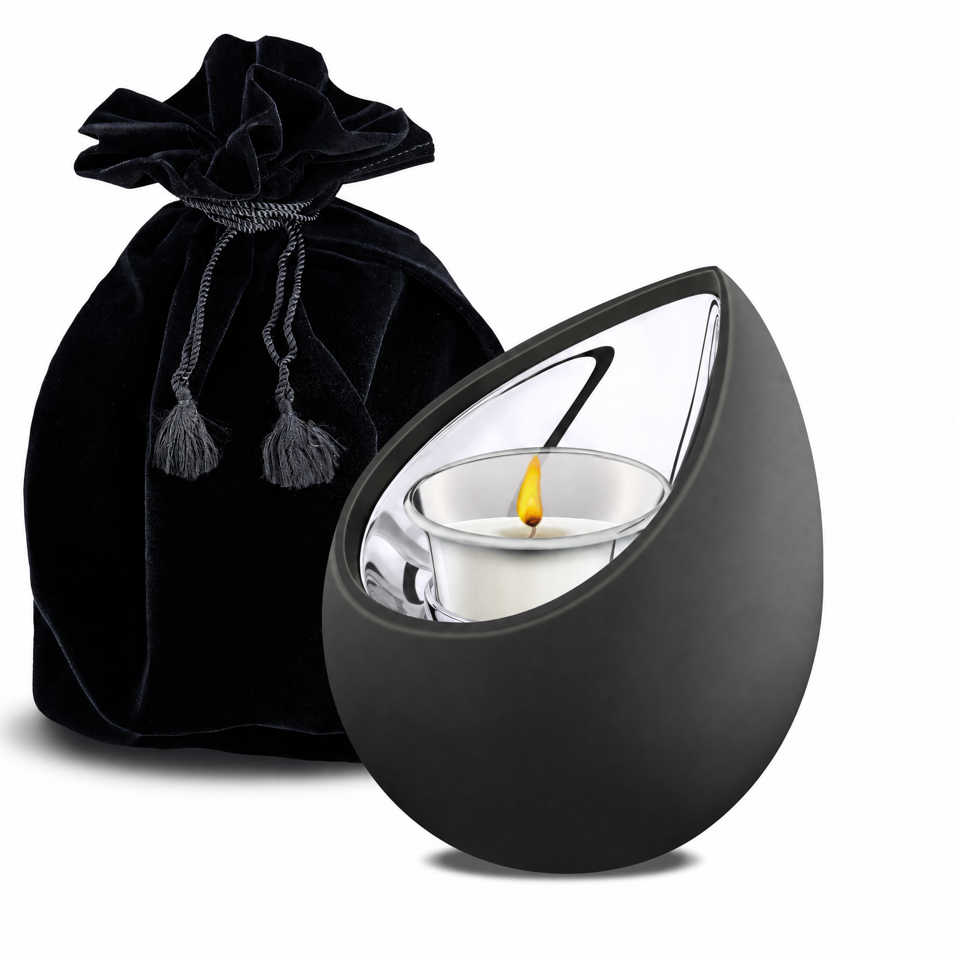 Drop™ Tealight Urn Black & Pol Silver
