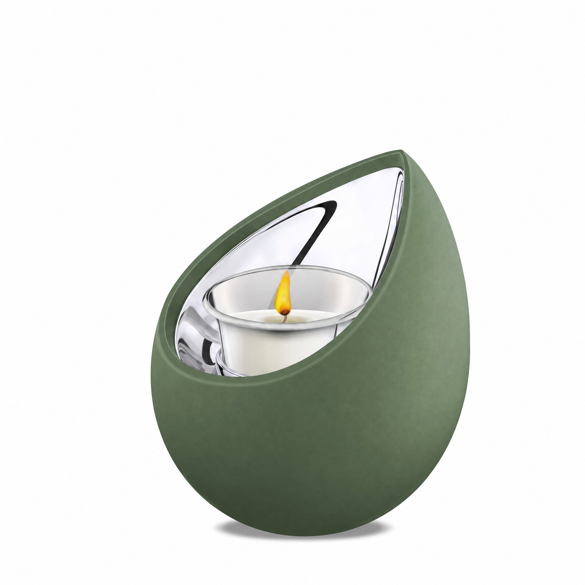 Drop™ Tealight Urn Sage Green & Pol Silver