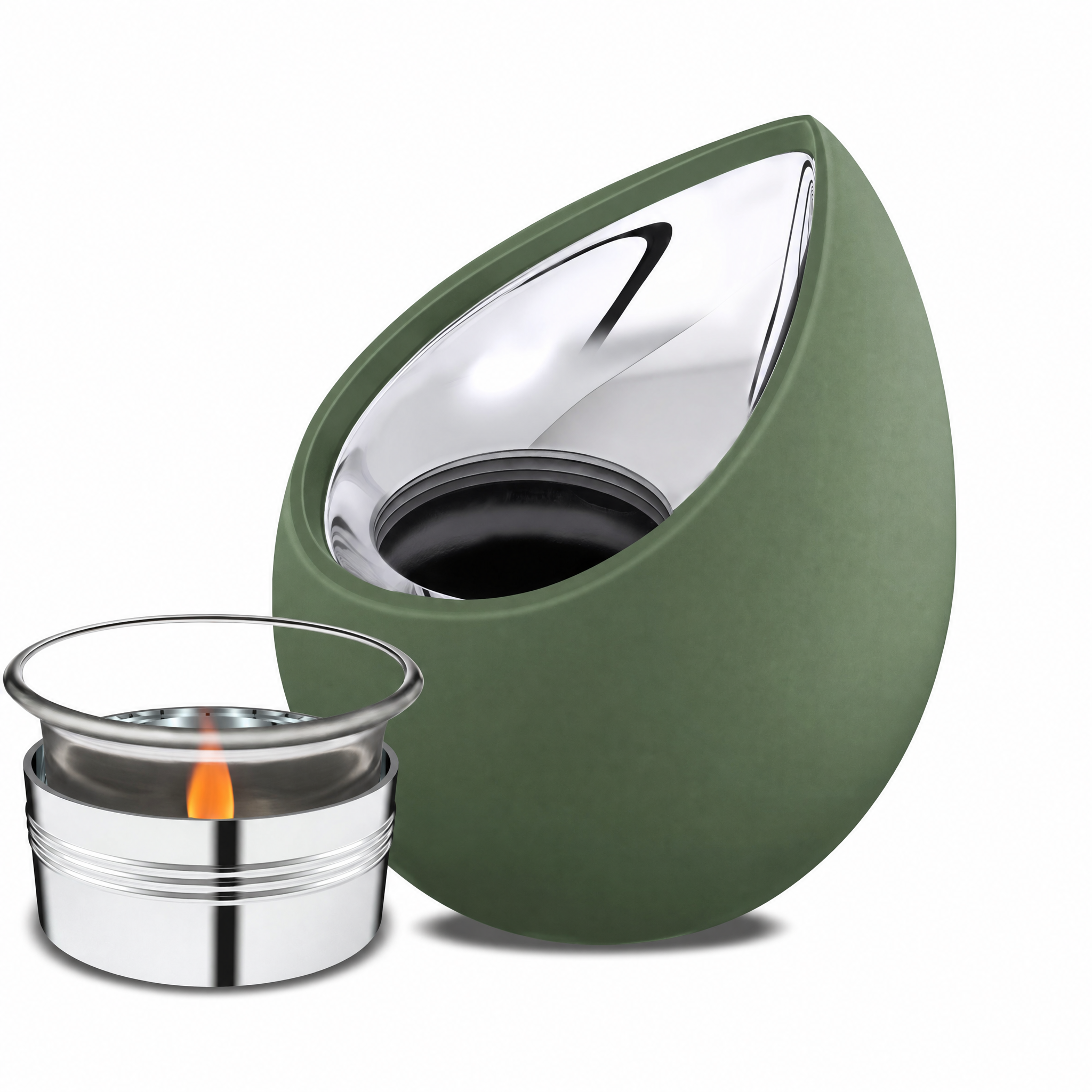 Drop™ Tealight Urn Sage Green & Pol Silver