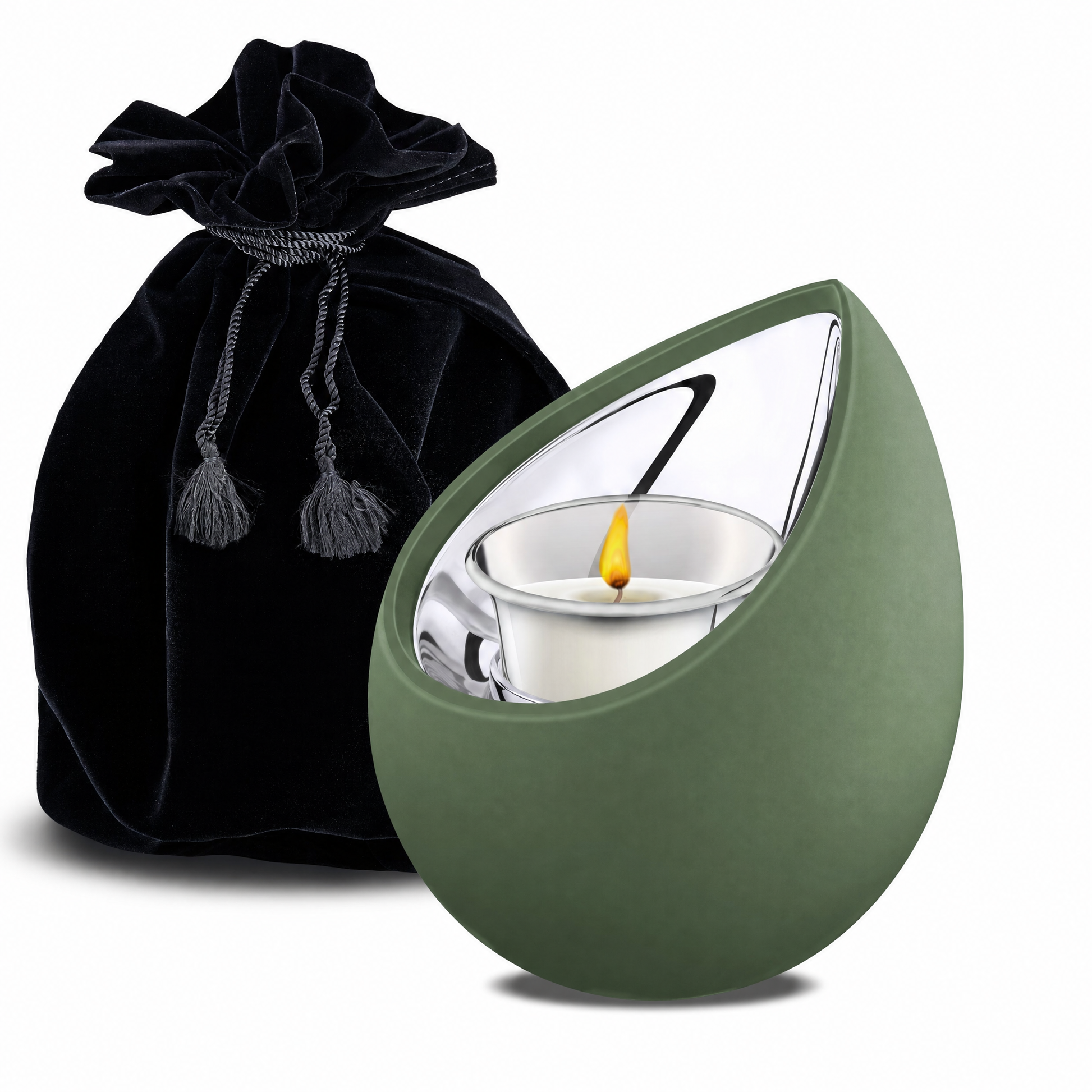 Drop™ Tealight Urn Sage Green & Pol Silver
