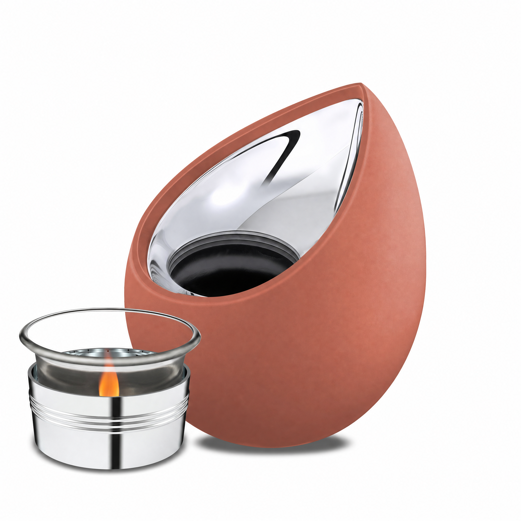 Drop™ Tealight Urn Terracota & Pol Silver
