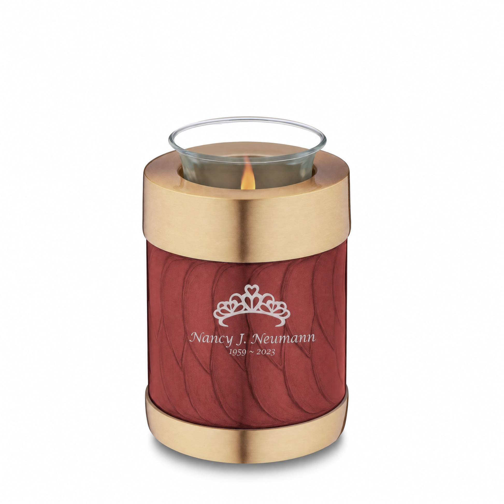 Tealight Urn Pearl Crimson & Bru Gold