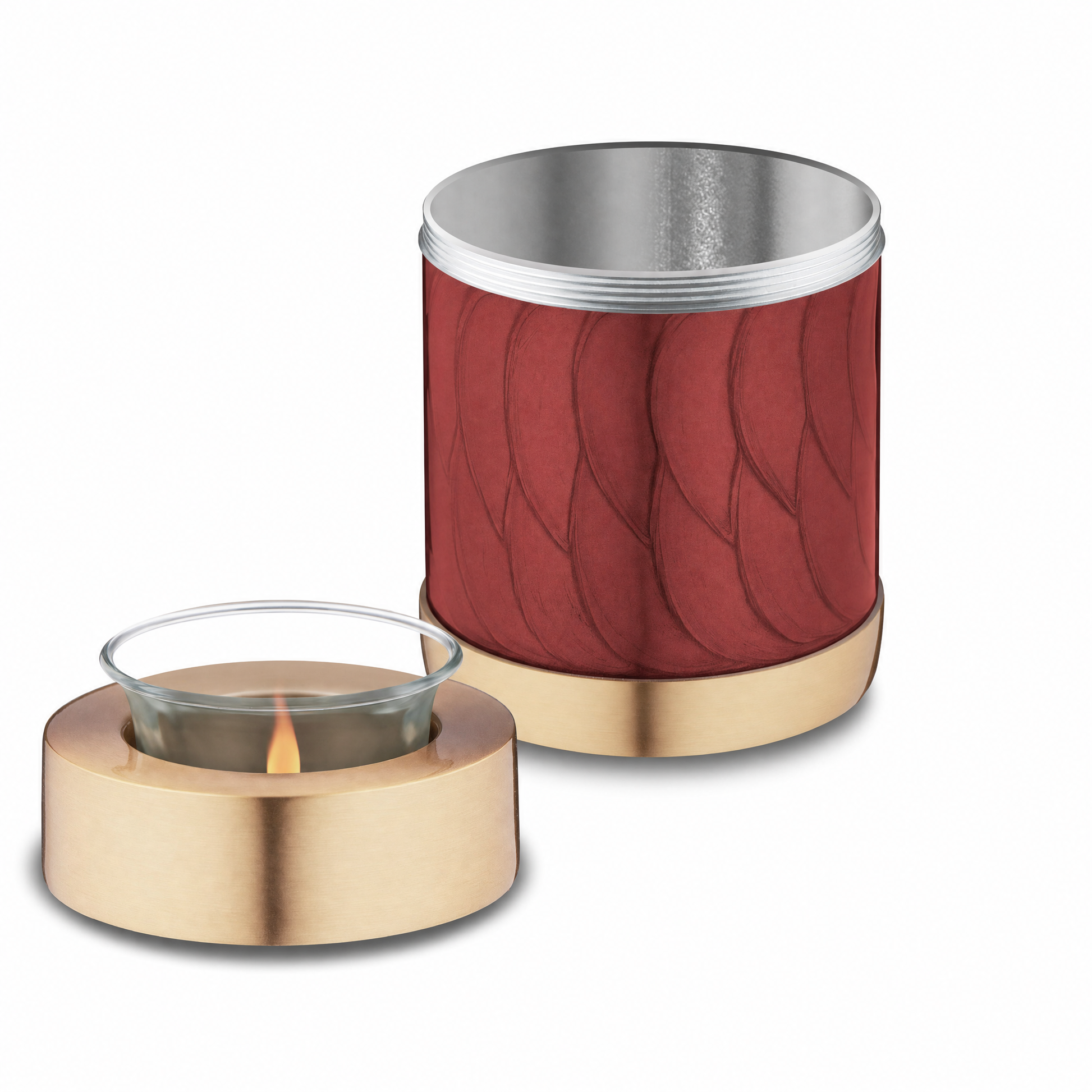 Tealight Urn Pearl Crimson & Bru Gold