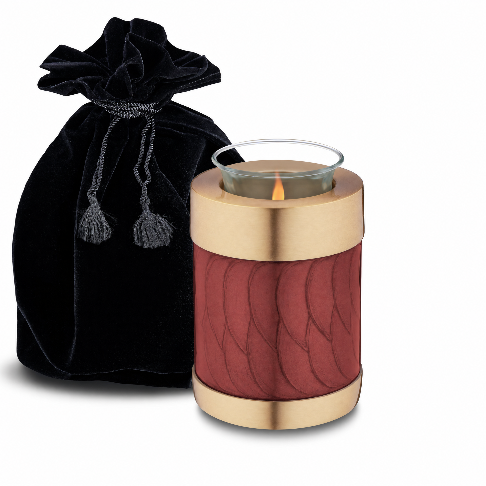 Tealight Urn Pearl Crimson & Bru Gold