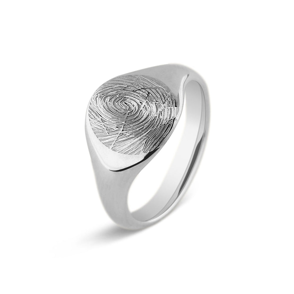 Signet Ring with Fingerprint in S - Silver memorial jewellery