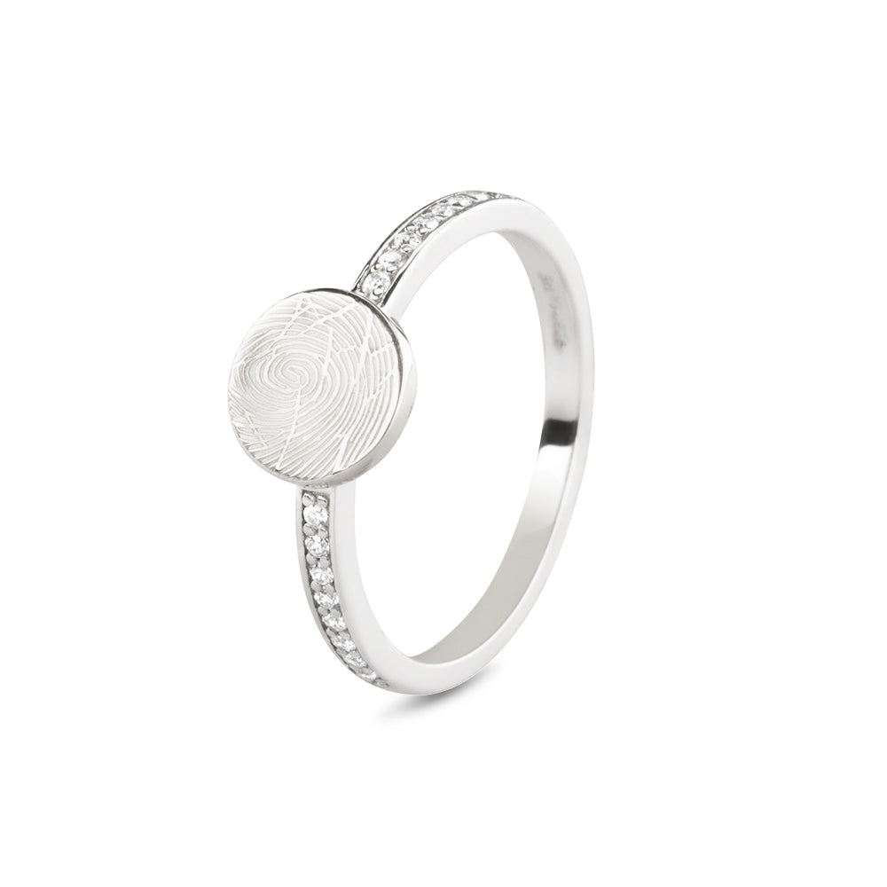 Gem Signet Disk Ring in SS - Silver memorial jewellery