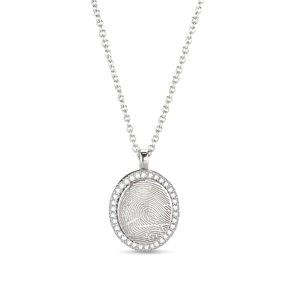 Oval Engraved Pendant in S - Silver memorial jewellery