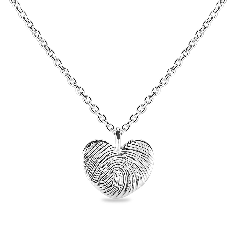 Heart Engraved Pendant Large in S - Silver memorial jewellery