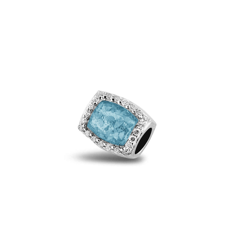 Cube Gem Charm in Baby Blue - Silver memorial jewellery