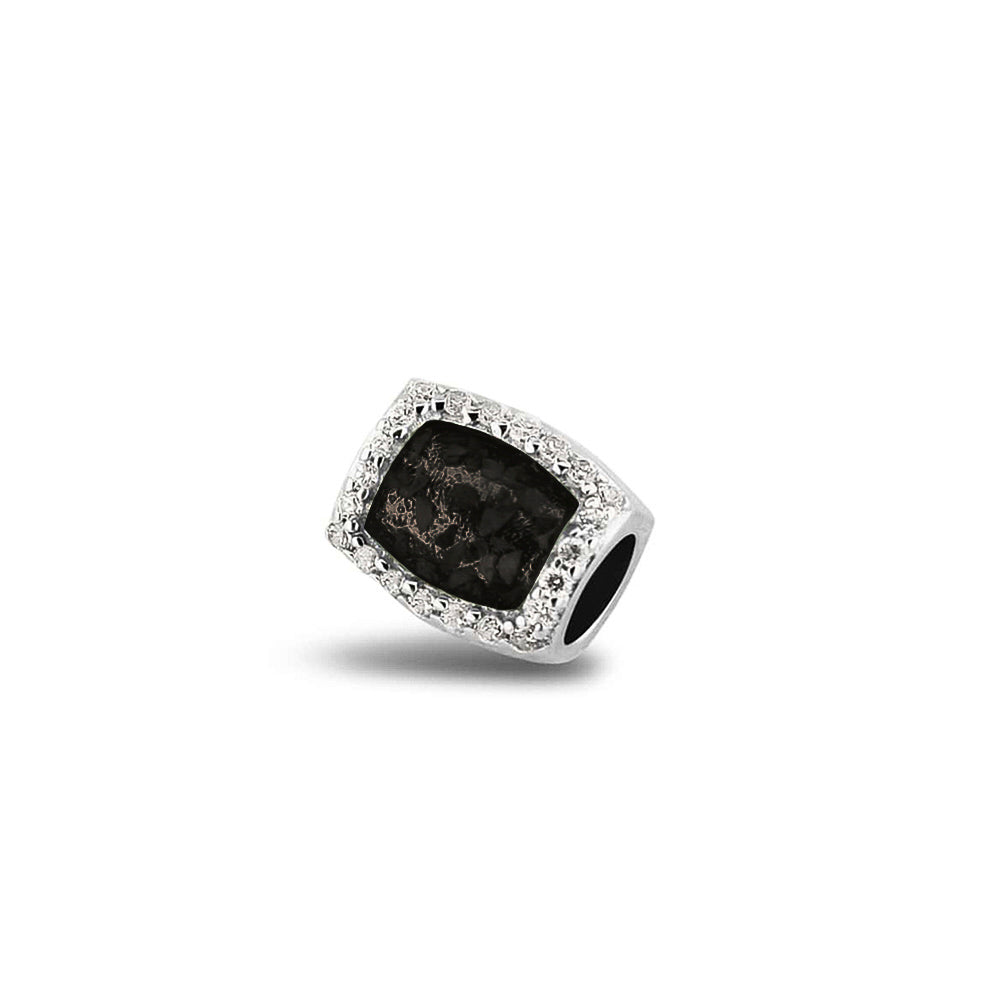 Cube Gem Charm in Black - Silver memorial jewellery