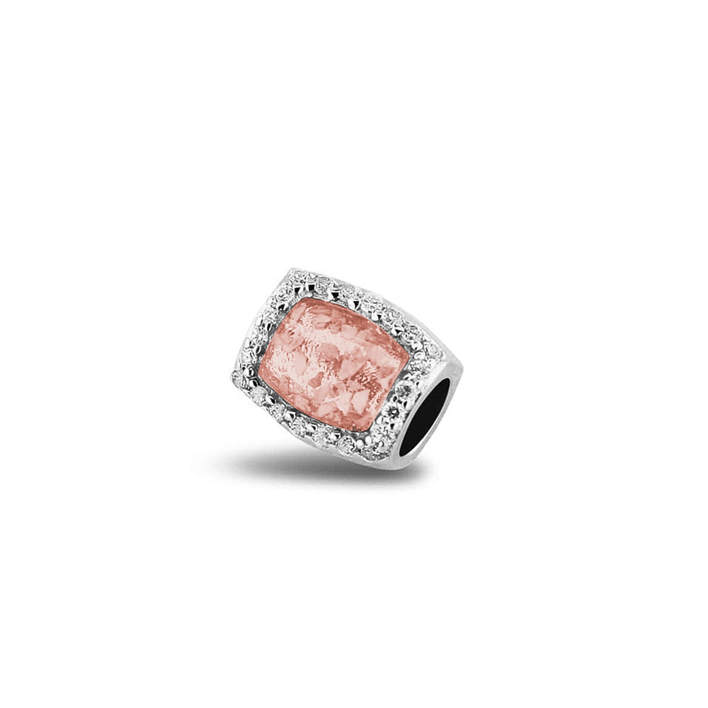 Cube Gem Charm in Blush - Silver memorial jewellery