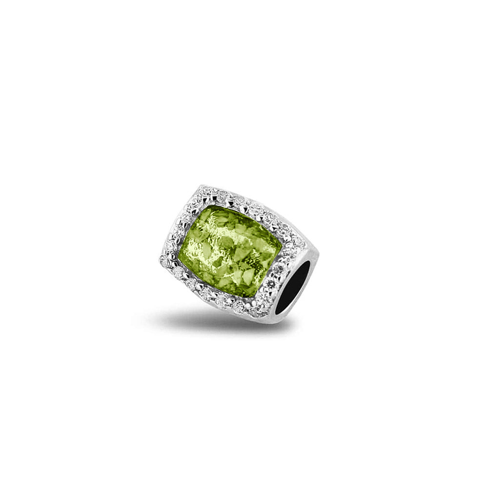 Cube Gem Charm in Green - Silver memorial jewellery