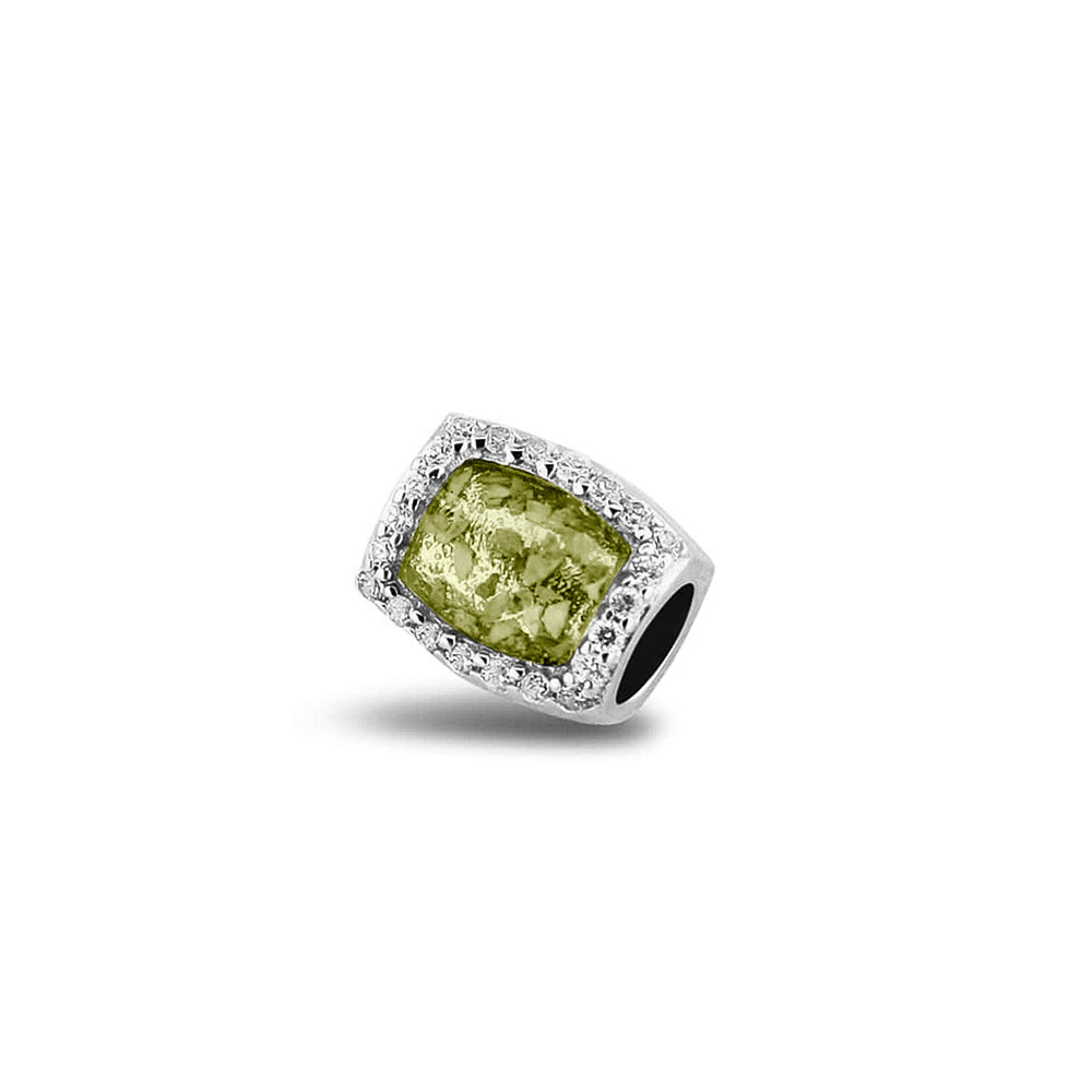 Cube Gem Charm in Olive - Silver memorial jewellery
