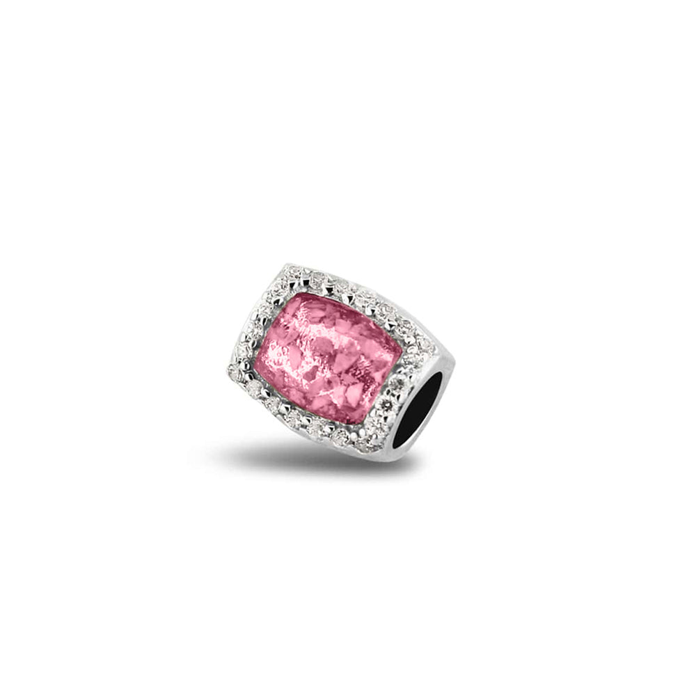 Cube Gem Charm in Soft Pink - Silver memorial jewellery