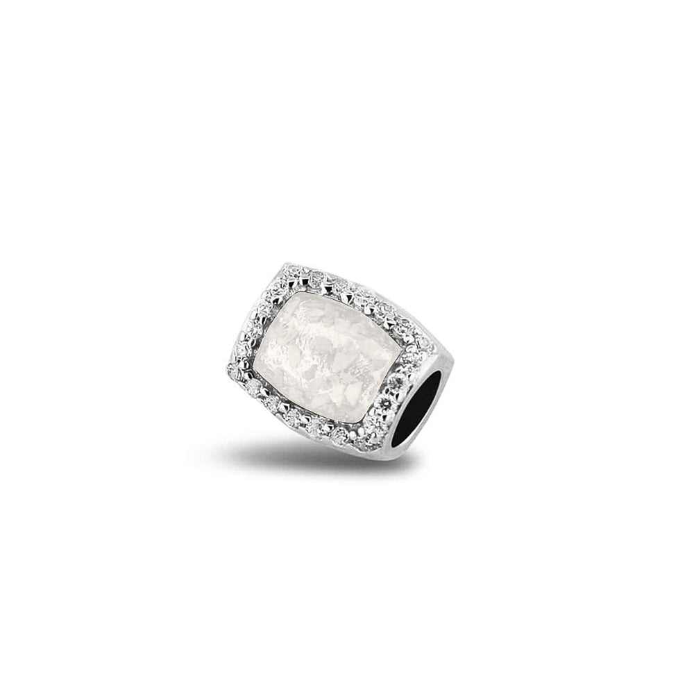 Cube Gem Charm in White - Silver memorial jewellery