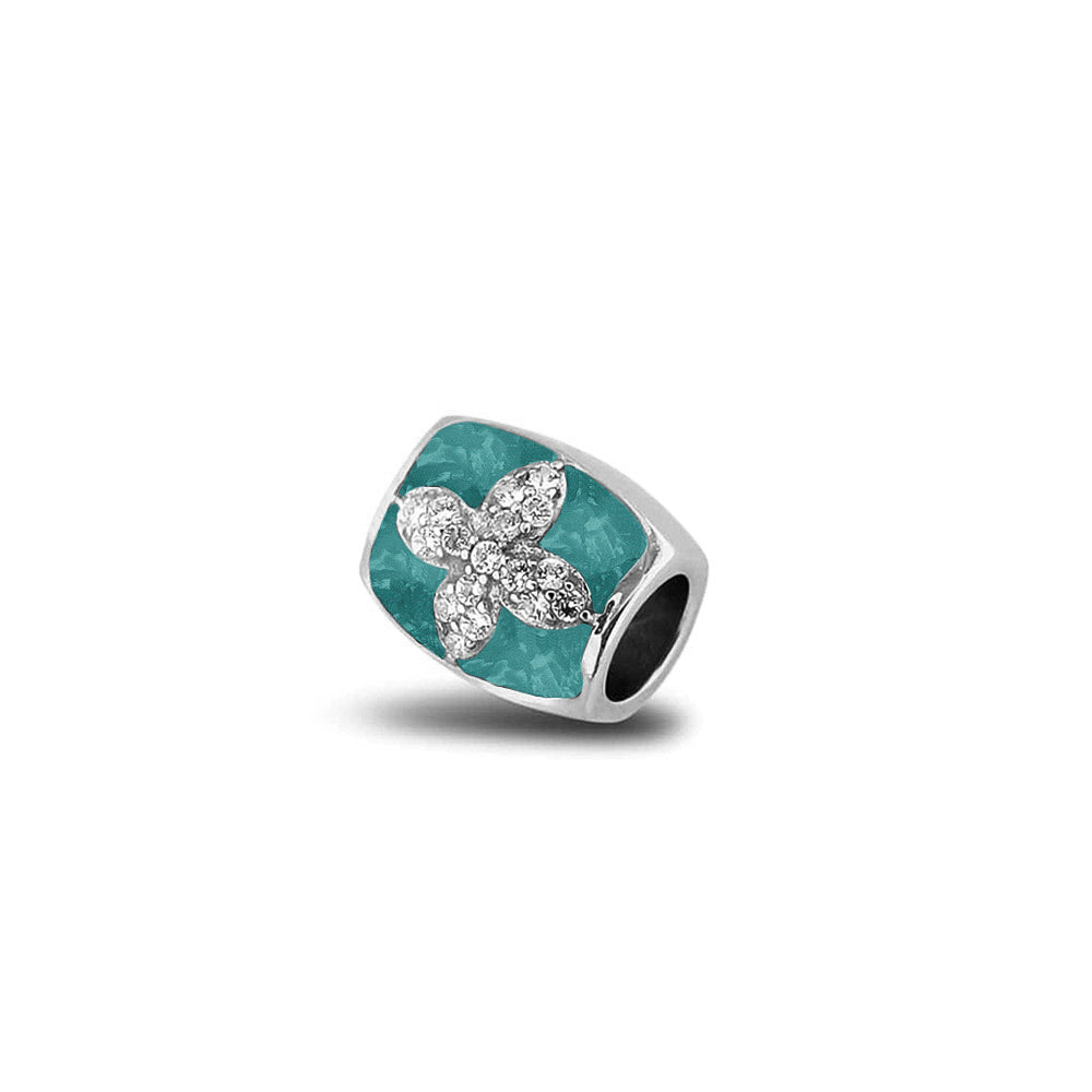 Daisy Charm in Aqua - Silver memorial jewellery
