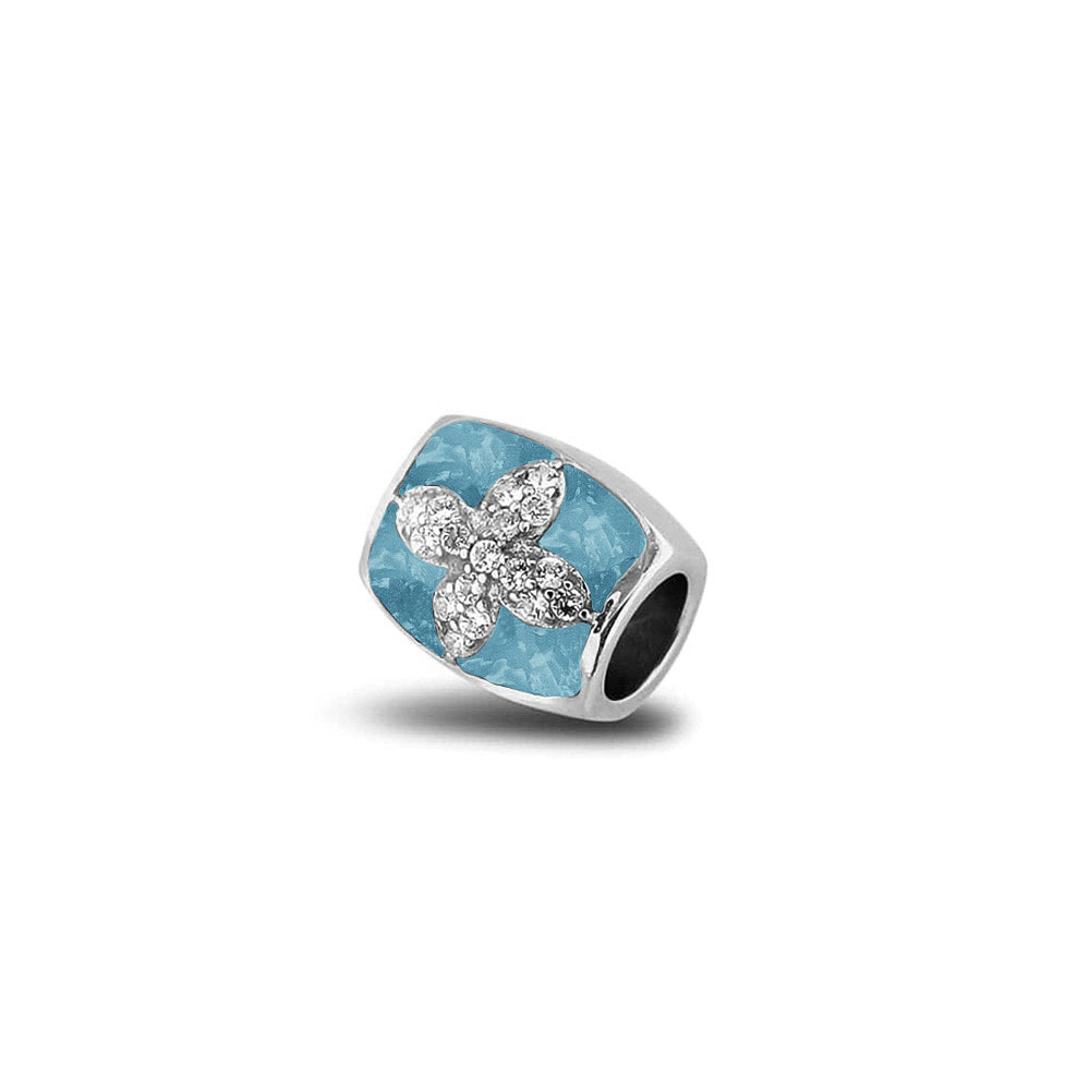 Daisy Charm in Baby Blue - Silver memorial jewellery