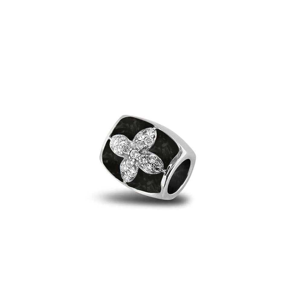 Daisy Charm in Black - Silver memorial jewellery