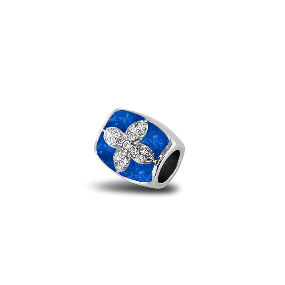 Daisy Charm in Blue - Silver memorial jewellery