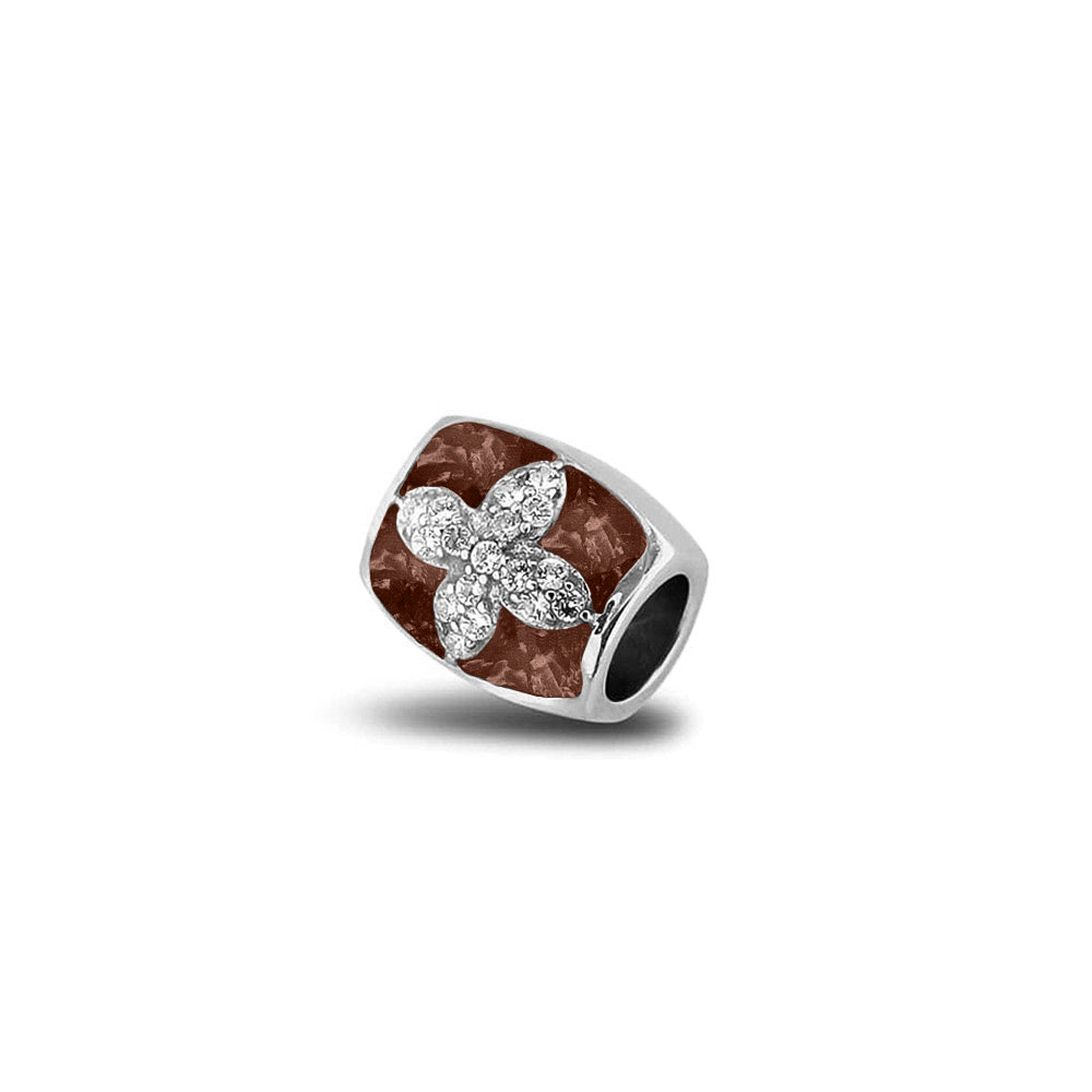 Daisy Charm in Brown - Silver memorial jewellery