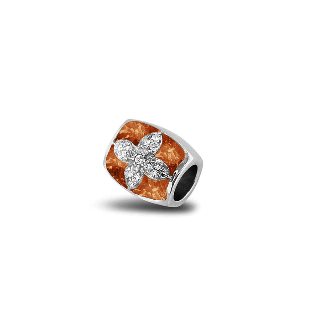 Daisy Charm in Orange - Silver memorial jewellery