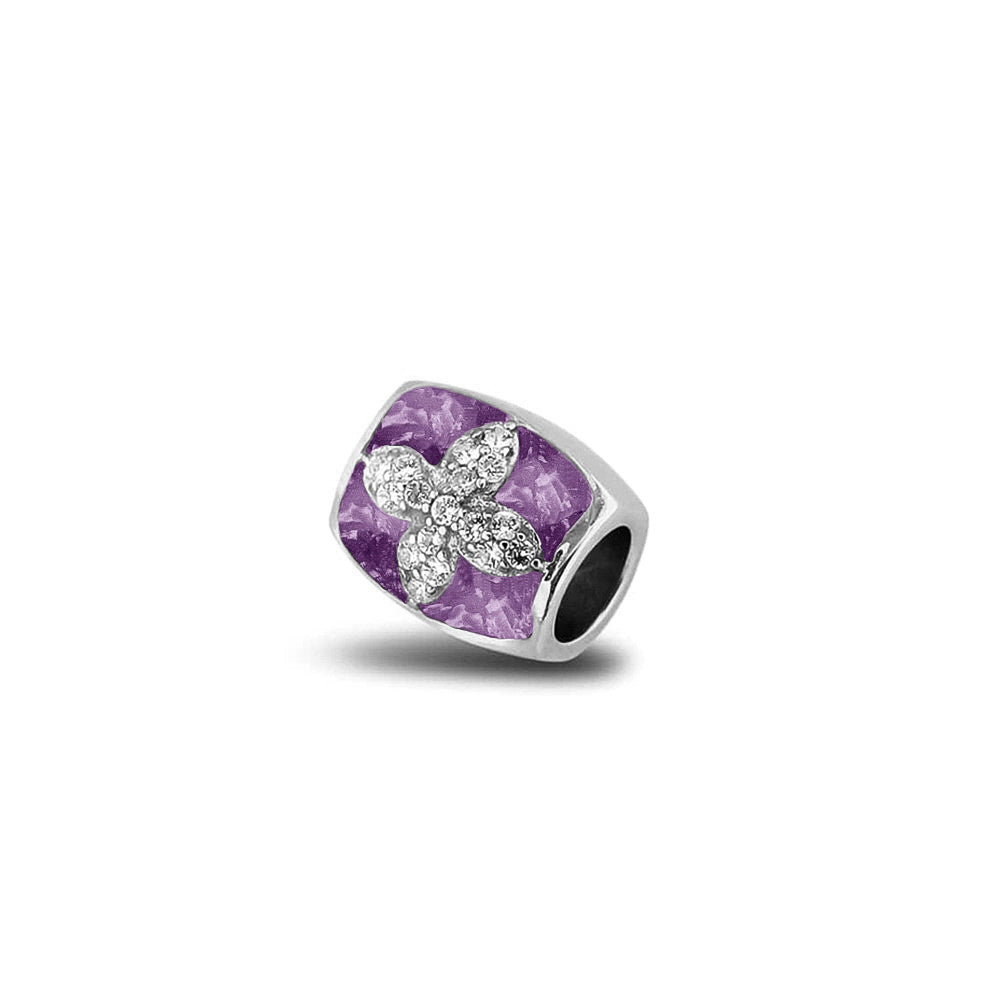 Daisy Charm in Purple - Silver memorial jewellery