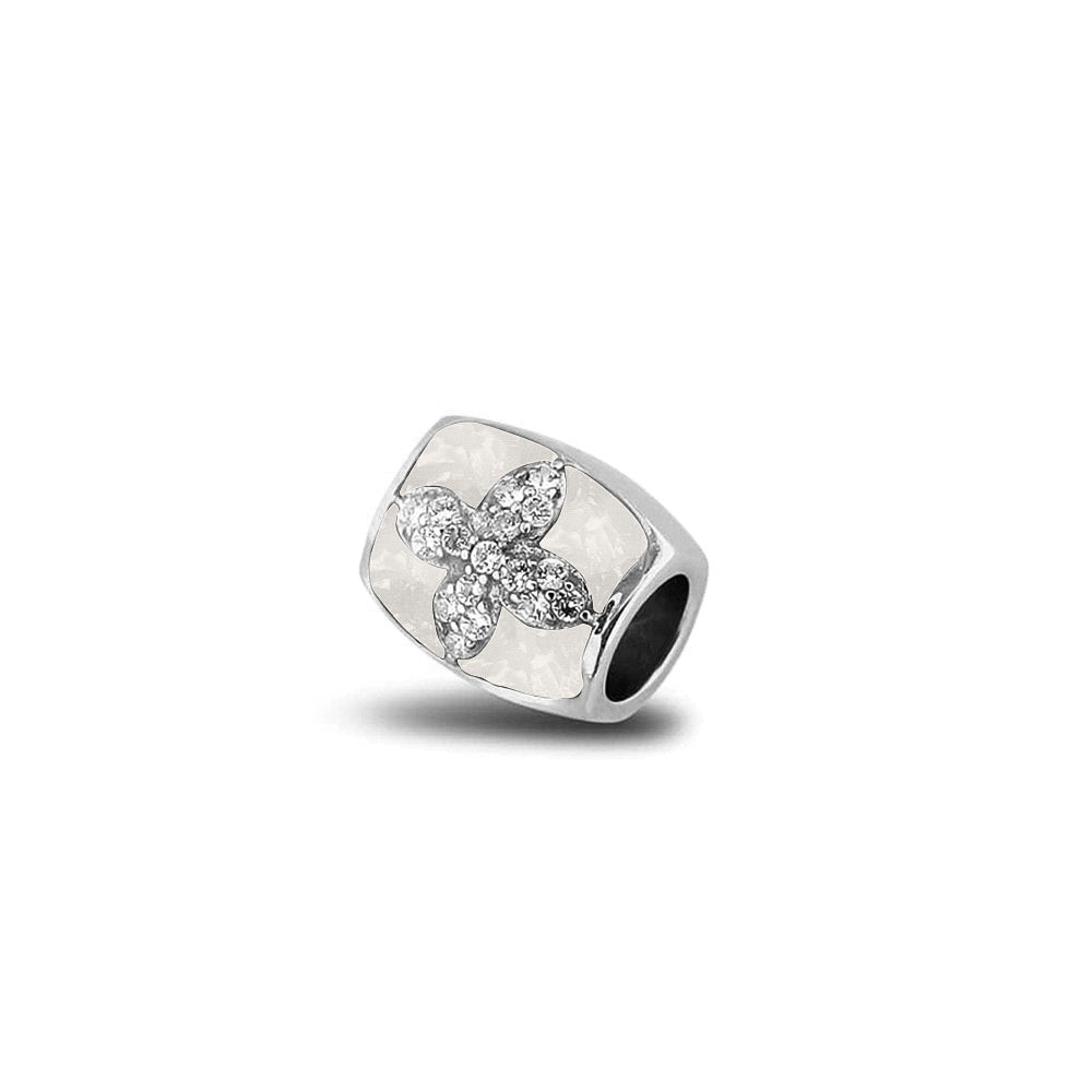 Daisy Charm in White - Silver memorial jewellery