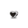 Heart Gem Charm in Black - Silver memorial jewellery