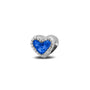 Heart Gem Charm in Blue - Silver memorial jewellery