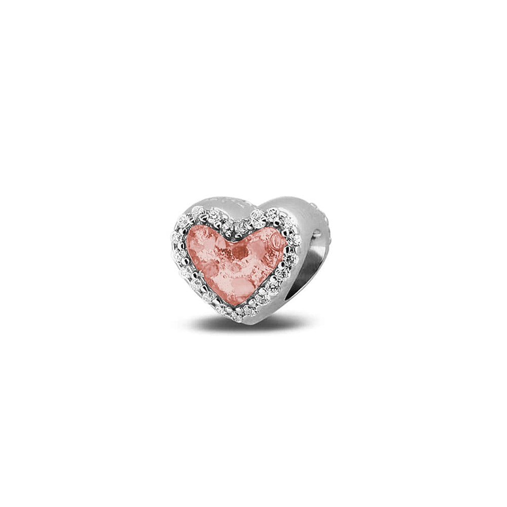 Heart Gem Charm in Blush - Silver memorial jewellery