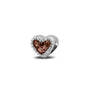 Heart Gem Charm in Brown - Silver memorial jewellery