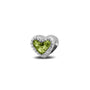 Heart Gem Charm in Green - Silver memorial jewellery