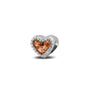 Heart Gem Charm in Orange - Silver memorial jewellery