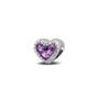 Heart Gem Charm in Purple - Silver memorial jewellery