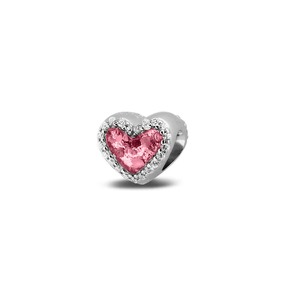 Heart Gem Charm in Soft Pink - Silver memorial jewellery