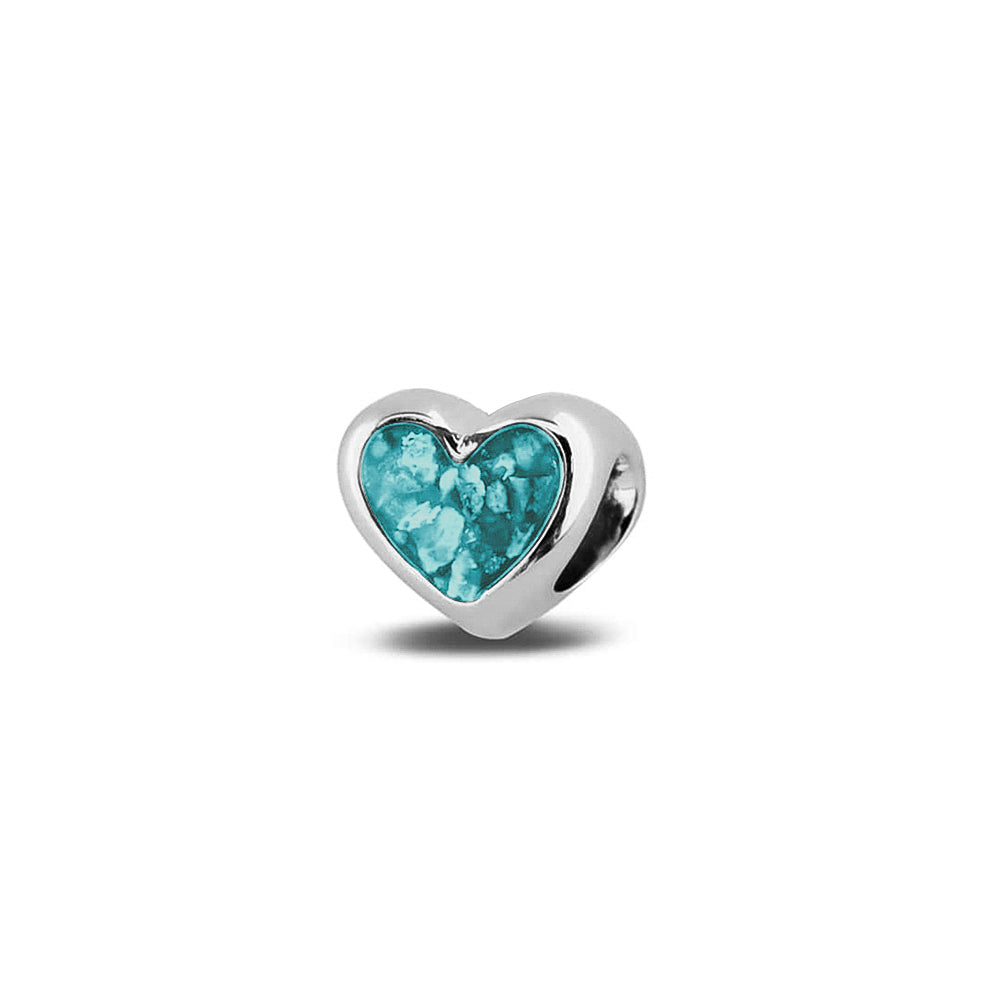 Heart Charm in Aqua - Silver memorial jewellery