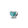 Heart Charm in Aqua - Silver memorial jewellery