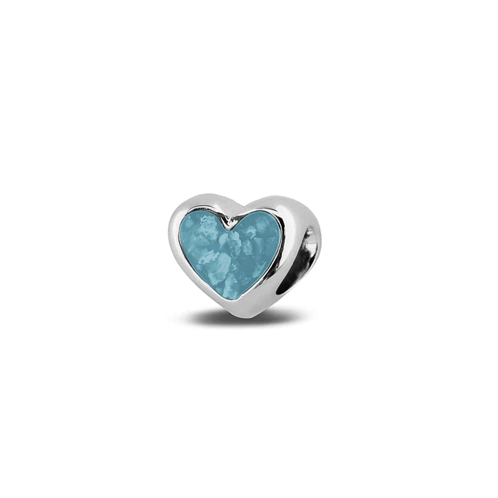 Heart Charm in Baby Blue - Silver memorial jewellery