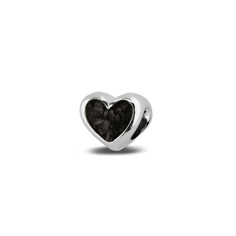 Heart Charm in Black - Silver memorial jewellery