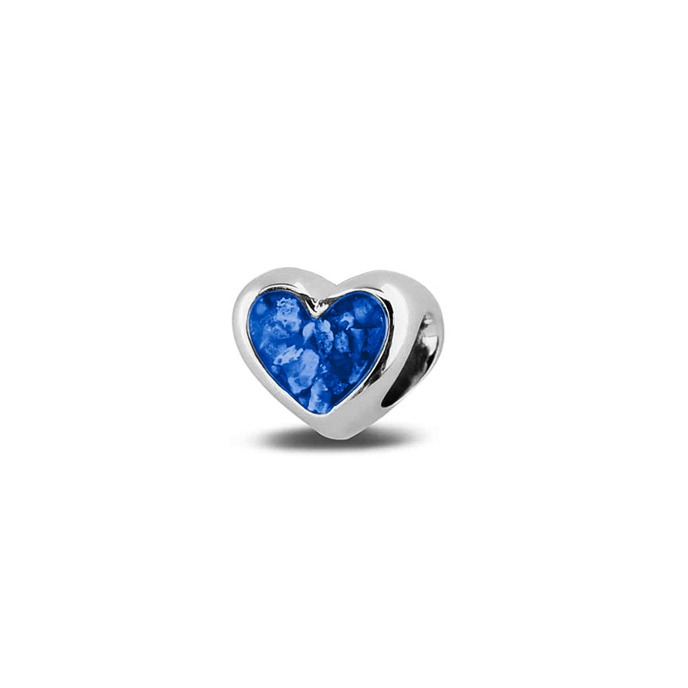 Heart Charm in Blue - Silver memorial jewellery