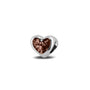 Heart Charm in Brown - Silver memorial jewellery