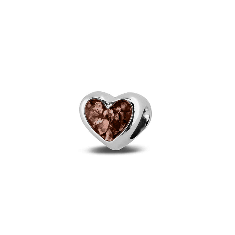Heart Charm in Brown - Silver memorial jewellery