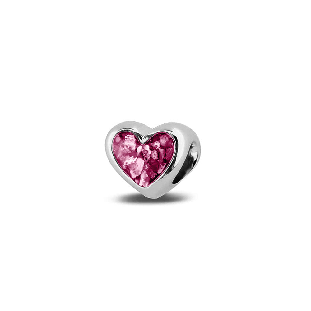 Heart Charm in Fluo Pink - Silver memorial jewellery