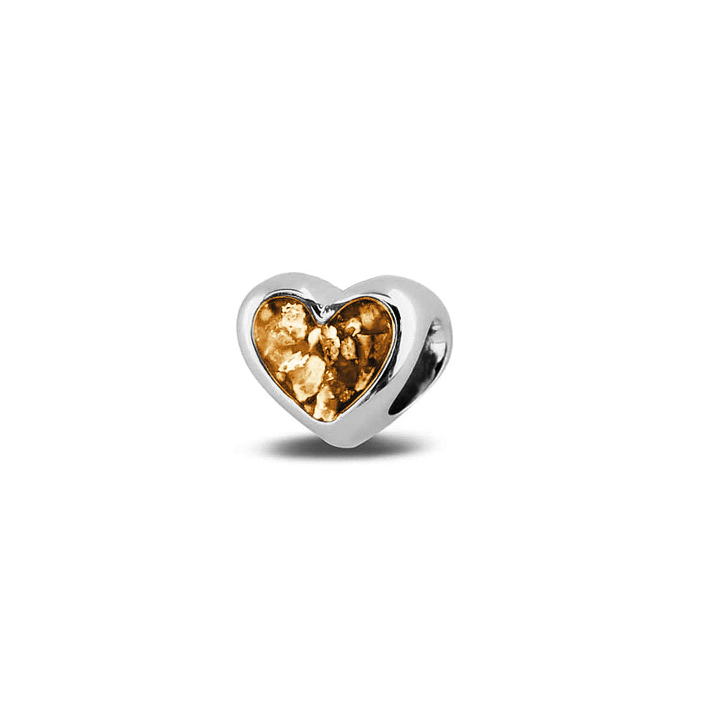 Heart Charm in Gold - Silver memorial jewellery