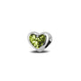 Heart Charm in Green - Silver memorial jewellery
