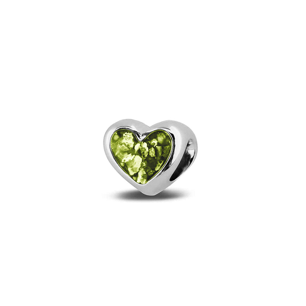 Heart Charm in Green - Silver memorial jewellery