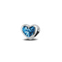 Heart Charm in Marine Blue - Silver memorial jewellery