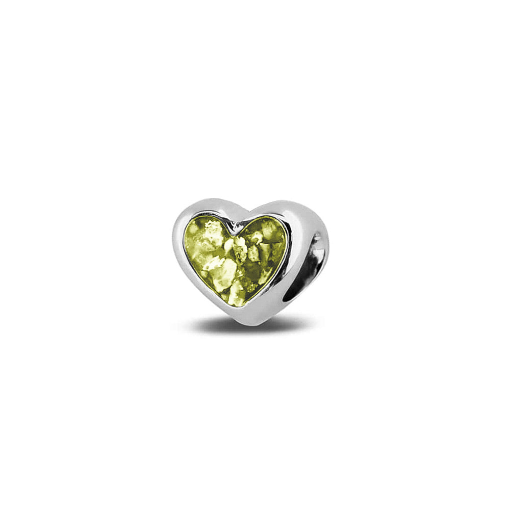Heart Charm in Olive - Silver memorial jewellery