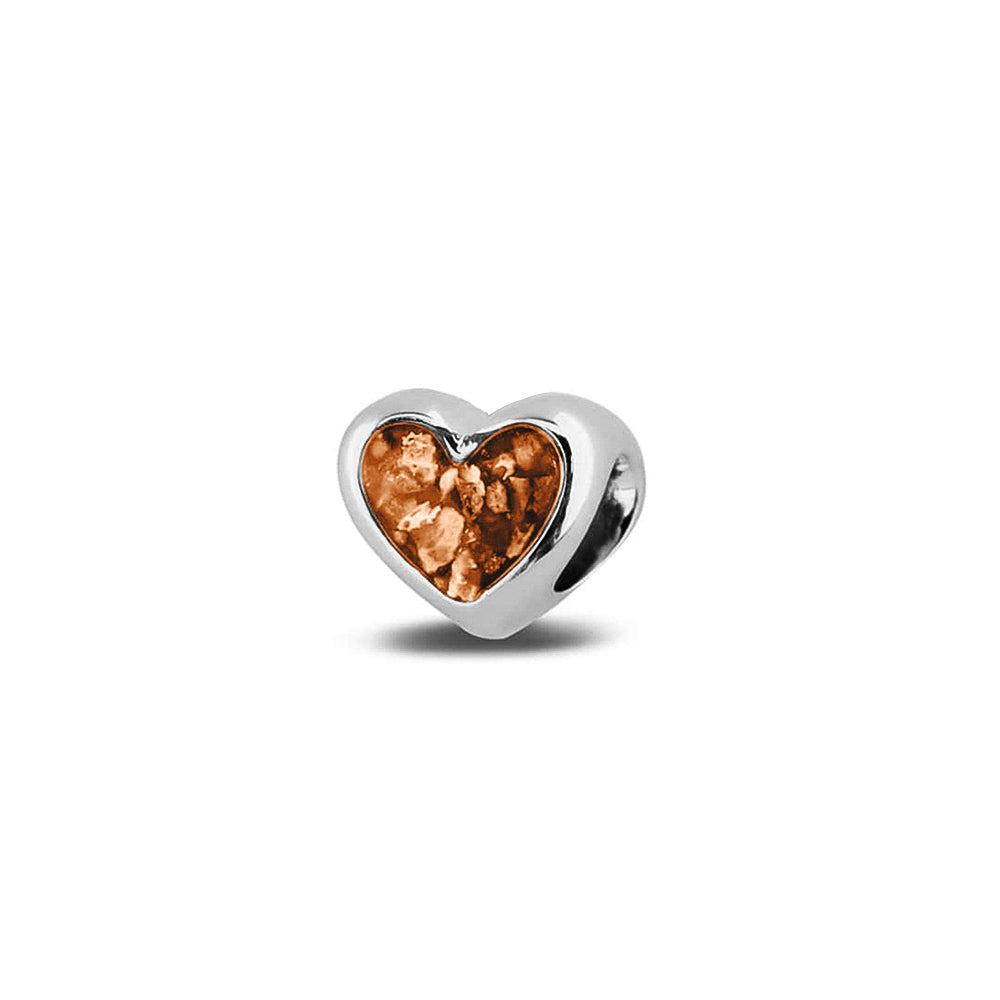 Heart Charm in Orange - Silver memorial jewellery